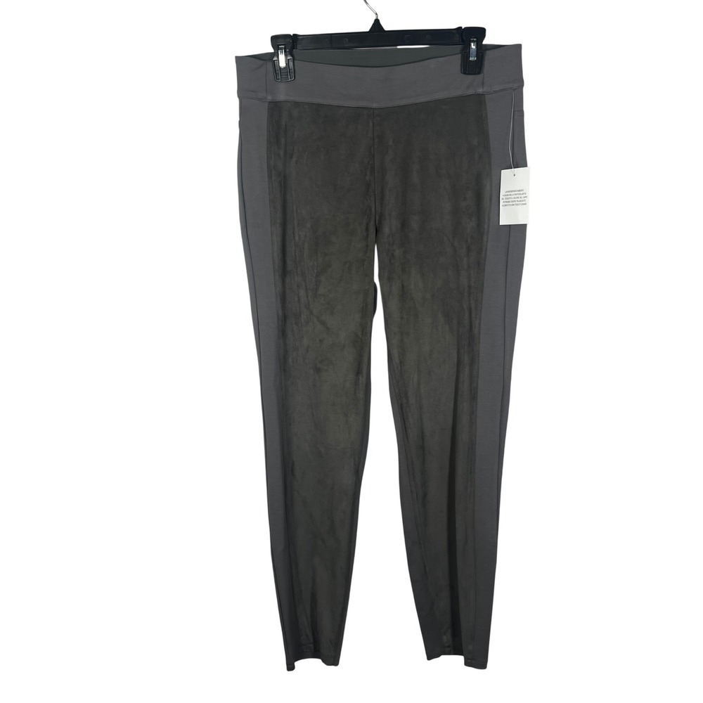 DG2 by Diane Gilman Faux Suede Leggings‎ Womens PM Gray Solid Mixed Media Skinny